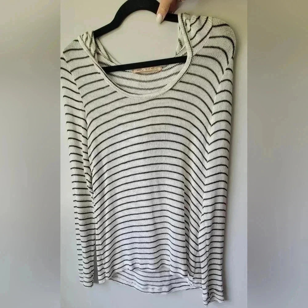 VTG Big Star Long sleeve knit stripe top, Light Weigt sweater w Hood, size small
